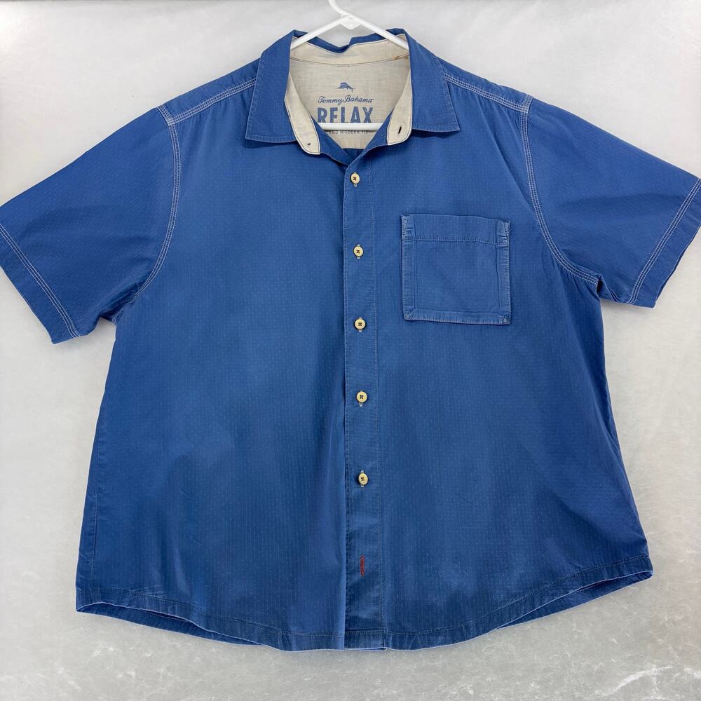 Tommy Bahama RELAX Island Blue Short Sleeve Button Down Shirt Size S Approx